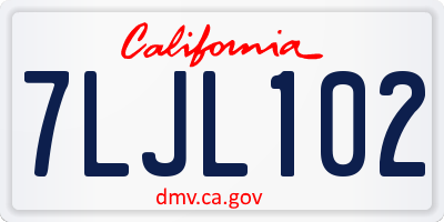 CA license plate 7LJL102