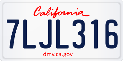 CA license plate 7LJL316