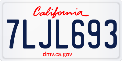 CA license plate 7LJL693