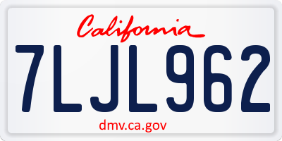 CA license plate 7LJL962