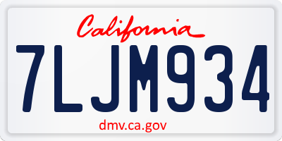 CA license plate 7LJM934