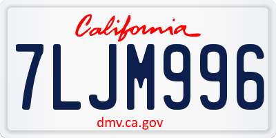 CA license plate 7LJM996