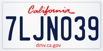 CA license plate 7LJN039