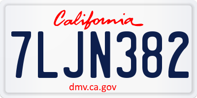 CA license plate 7LJN382