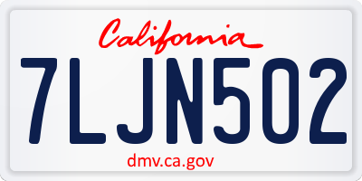 CA license plate 7LJN502
