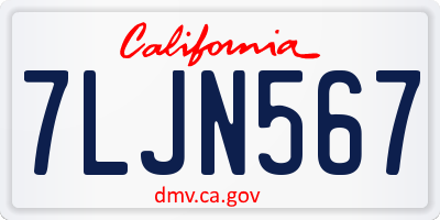 CA license plate 7LJN567