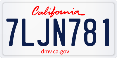 CA license plate 7LJN781