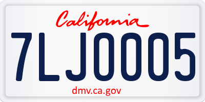 CA license plate 7LJO005