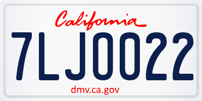 CA license plate 7LJO022
