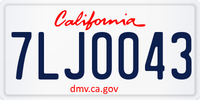CA license plate 7LJO043