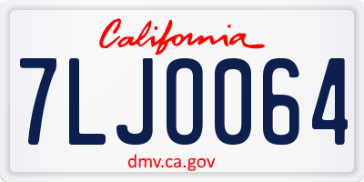 CA license plate 7LJO064