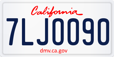CA license plate 7LJO090