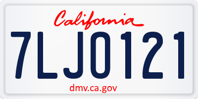 CA license plate 7LJO121