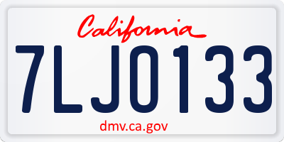 CA license plate 7LJO133