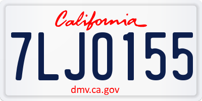 CA license plate 7LJO155