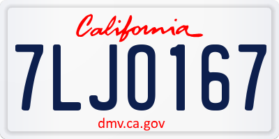 CA license plate 7LJO167