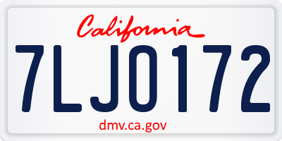 CA license plate 7LJO172