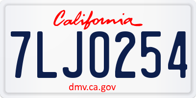 CA license plate 7LJO254