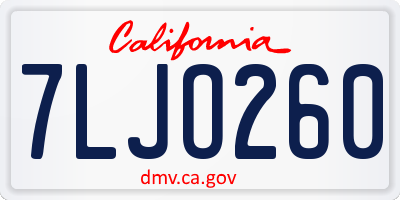 CA license plate 7LJO260