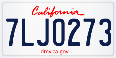 CA license plate 7LJO273