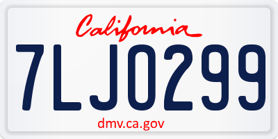 CA license plate 7LJO299