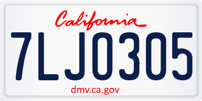 CA license plate 7LJO305