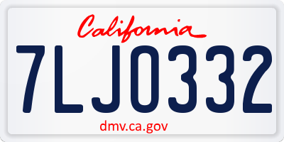 CA license plate 7LJO332