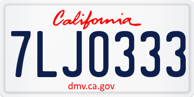 CA license plate 7LJO333