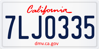CA license plate 7LJO335