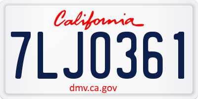 CA license plate 7LJO361