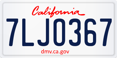 CA license plate 7LJO367