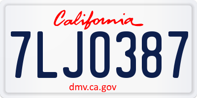 CA license plate 7LJO387