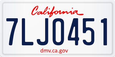 CA license plate 7LJO451