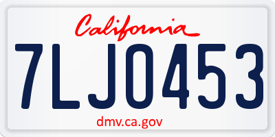 CA license plate 7LJO453