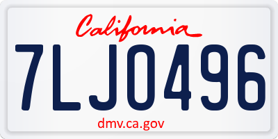 CA license plate 7LJO496