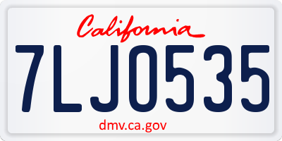 CA license plate 7LJO535
