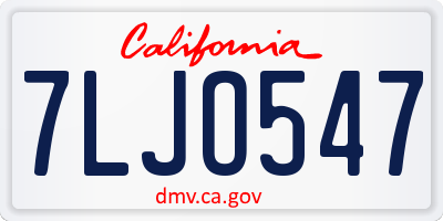 CA license plate 7LJO547