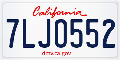 CA license plate 7LJO552