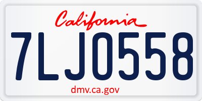CA license plate 7LJO558