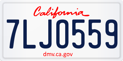 CA license plate 7LJO559