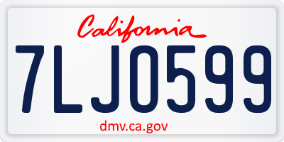 CA license plate 7LJO599