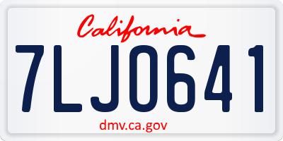 CA license plate 7LJO641
