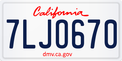 CA license plate 7LJO670