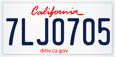 CA license plate 7LJO705