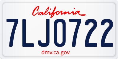 CA license plate 7LJO722
