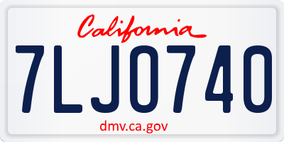 CA license plate 7LJO740