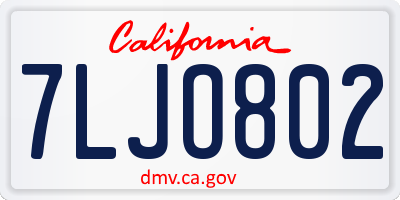CA license plate 7LJO802