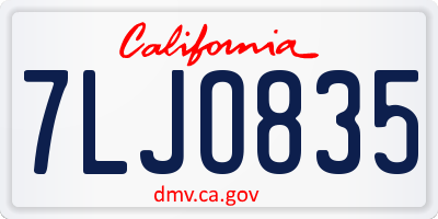 CA license plate 7LJO835