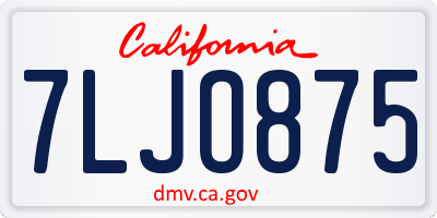 CA license plate 7LJO875