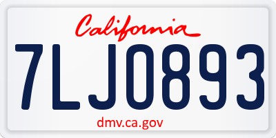 CA license plate 7LJO893